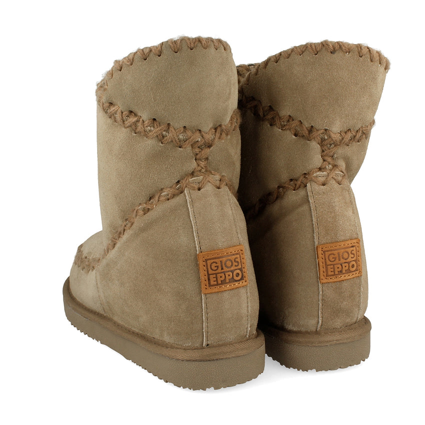 Beige leather ankle boots australian style with internal wedge for woman 42114