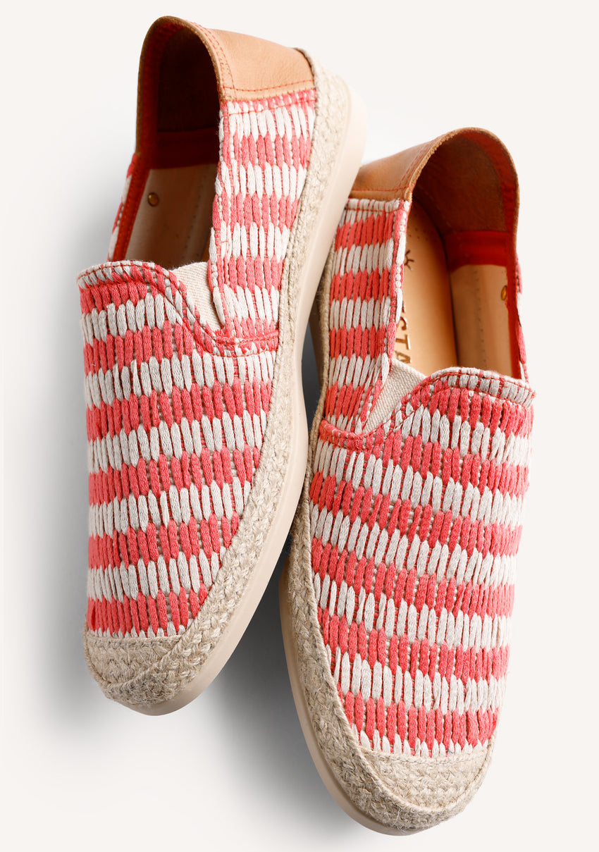CORAL STRIPED ESPADRILLES