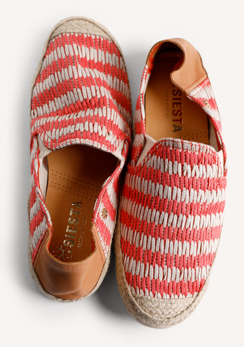 CORAL STRIPED ESPADRILLES