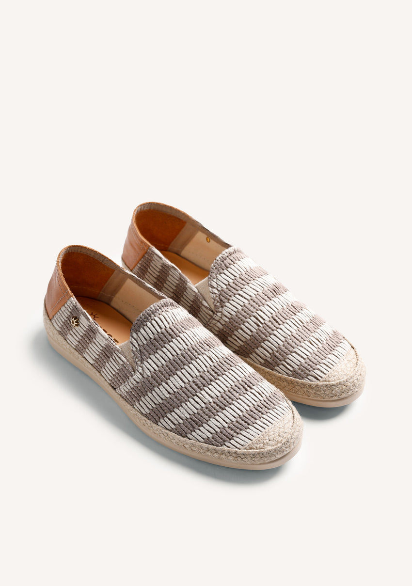 TAUPE STRIPED ESPADRILLES