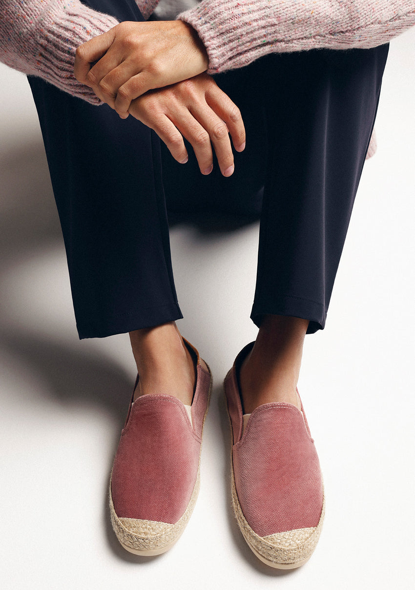 PINK VELVET ESPADRILLES