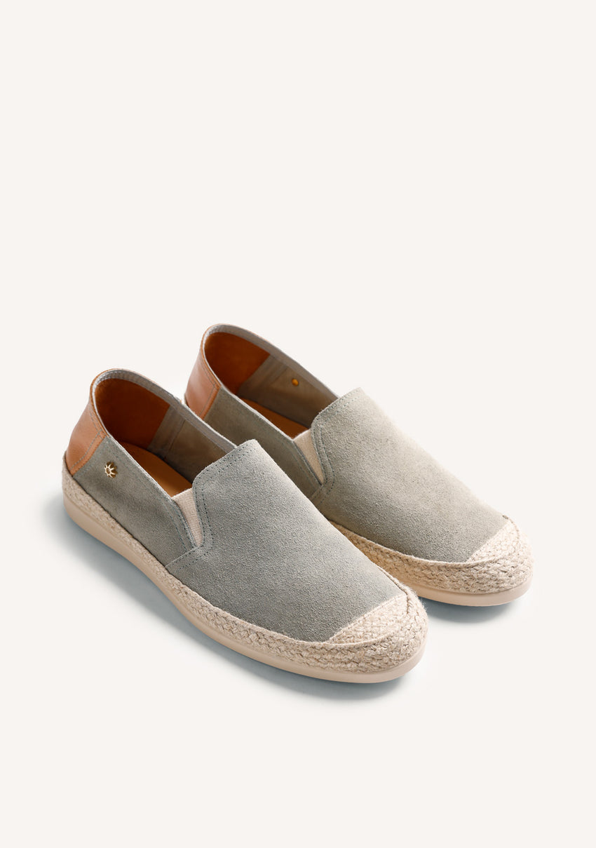 KHAKI LEATHER ESPADRILLES
