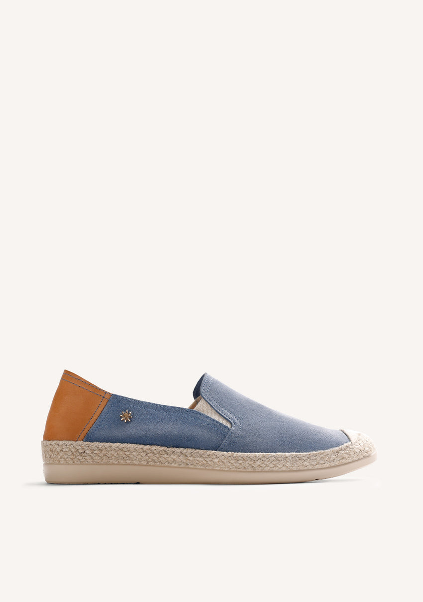 BLUE LEATHER ESPADRILLES
