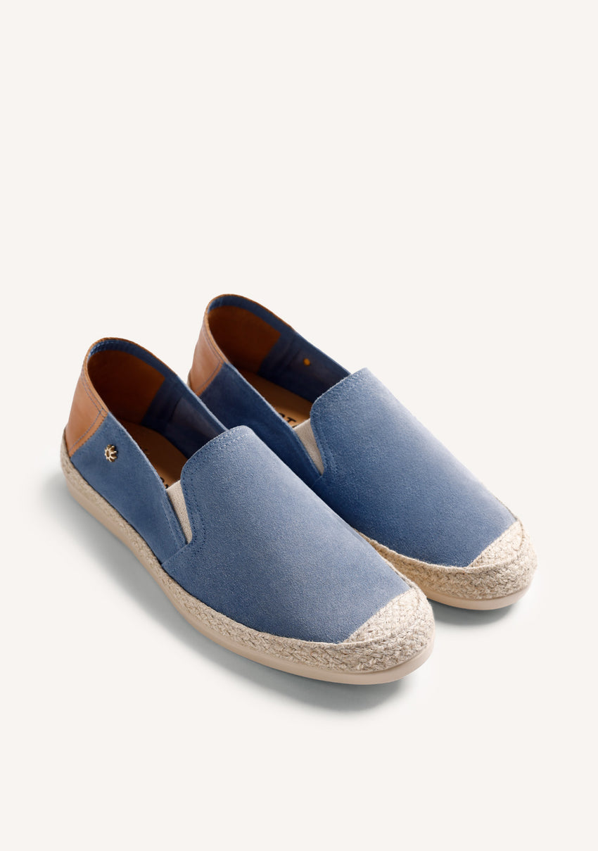BLUE LEATHER ESPADRILLES