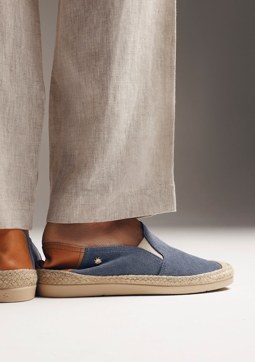 BLUE LEATHER ESPADRILLES