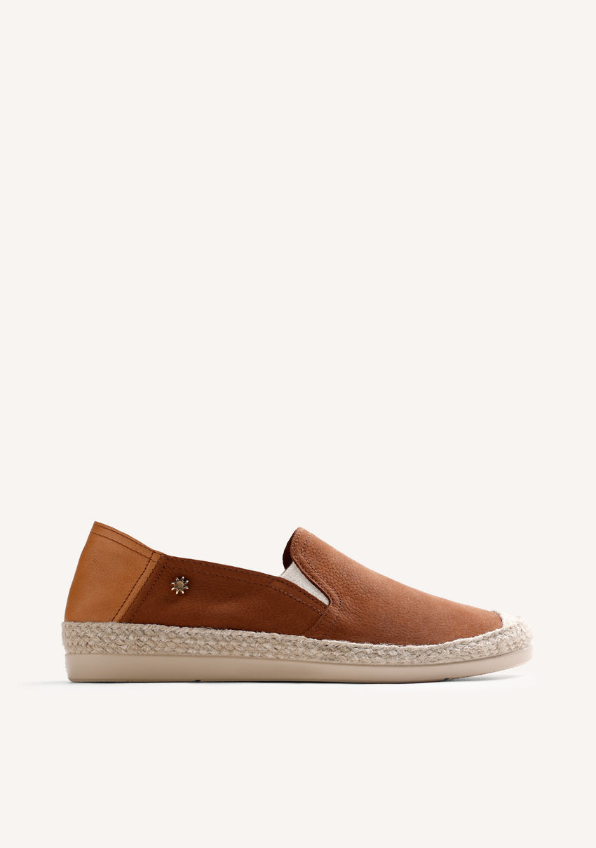 BROWN LEATHER ESPADRILLES