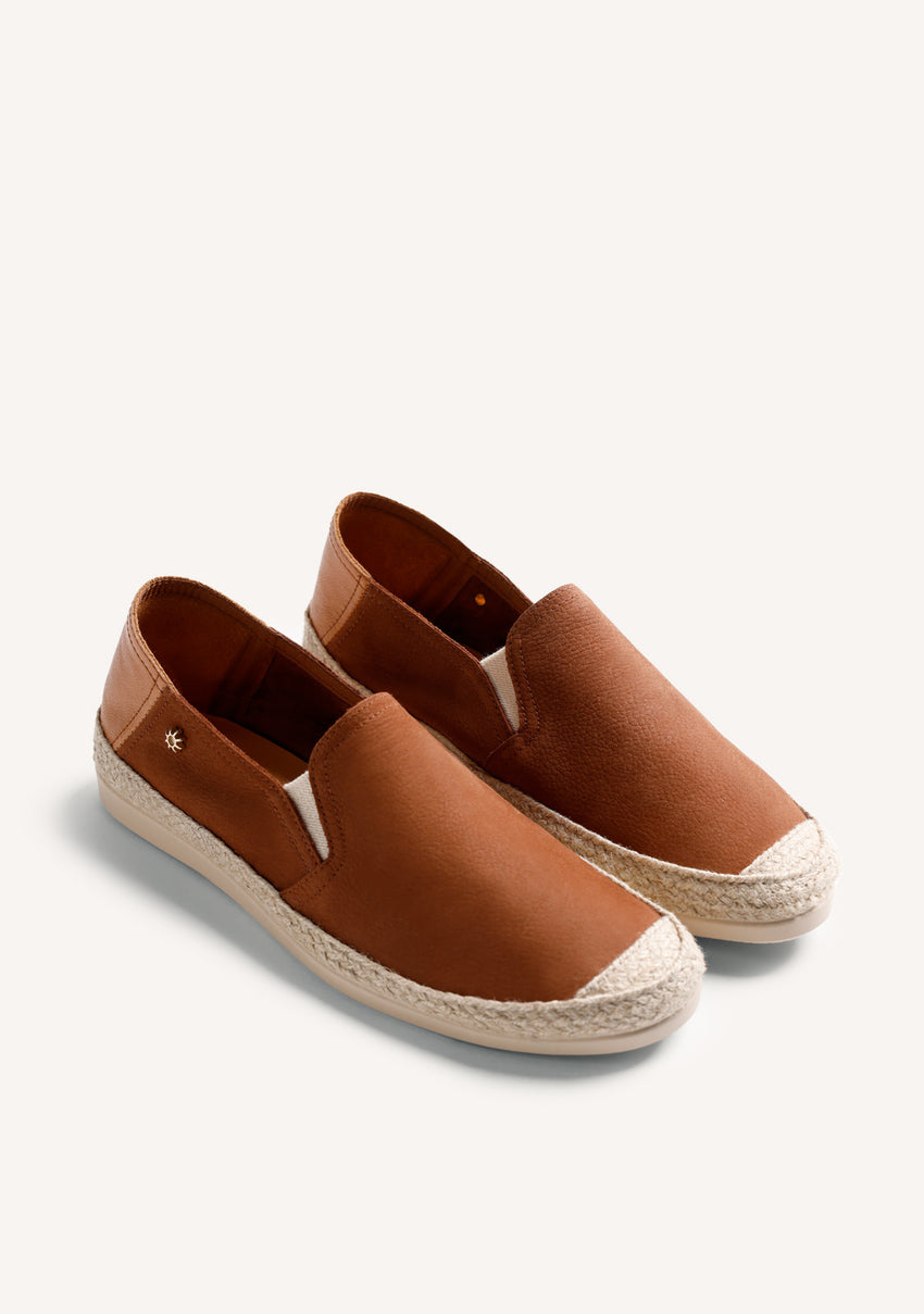 BROWN LEATHER ESPADRILLES