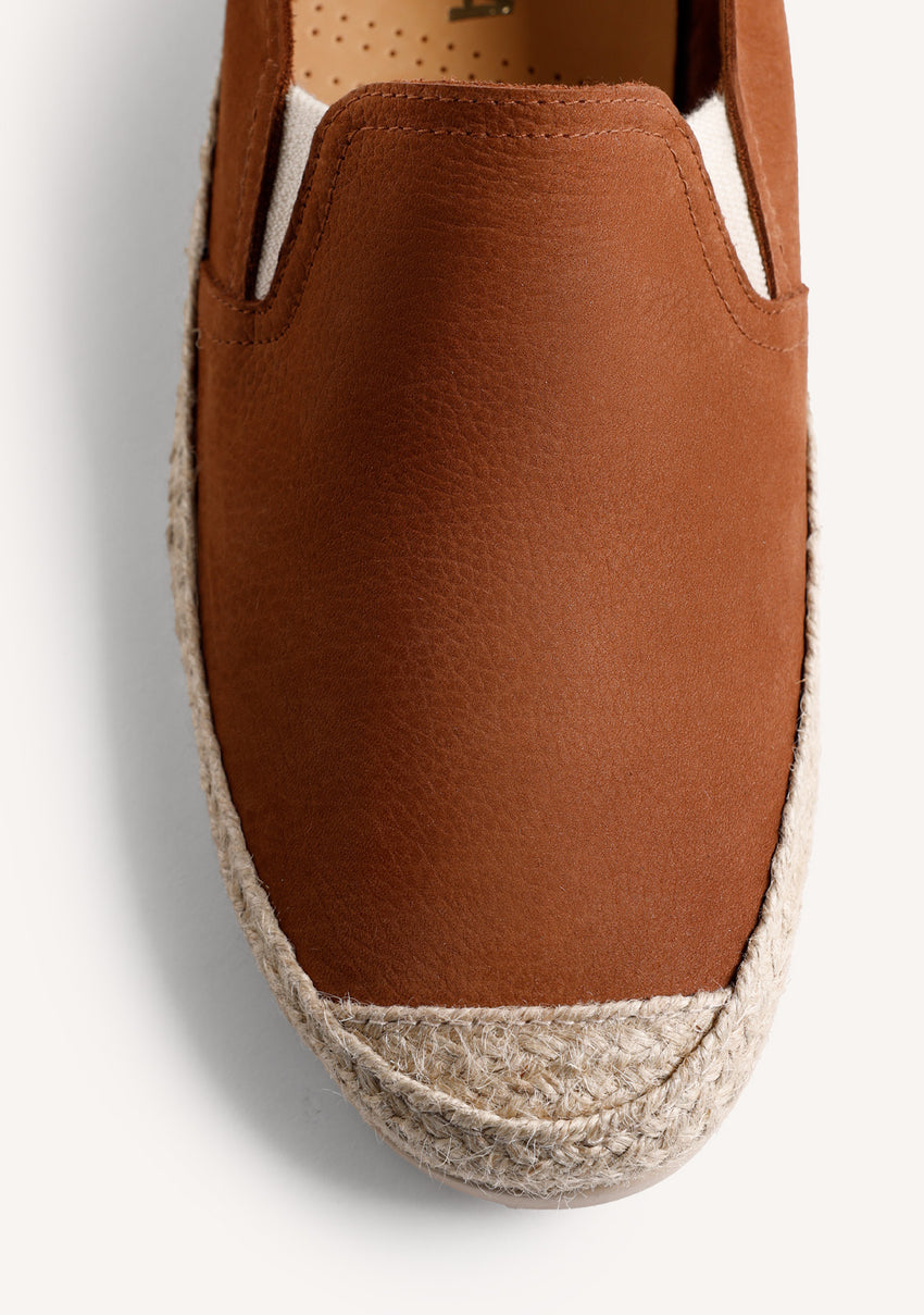 BROWN LEATHER ESPADRILLES