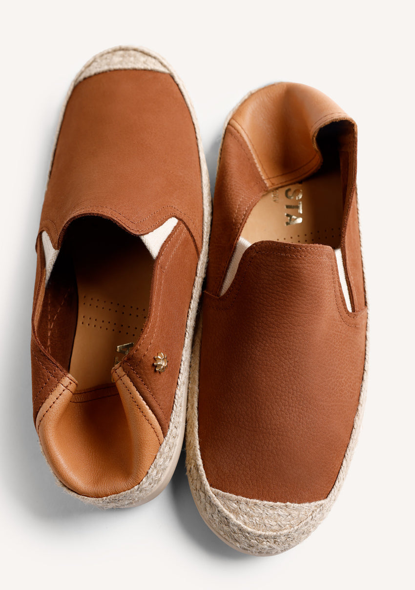 BROWN LEATHER ESPADRILLES