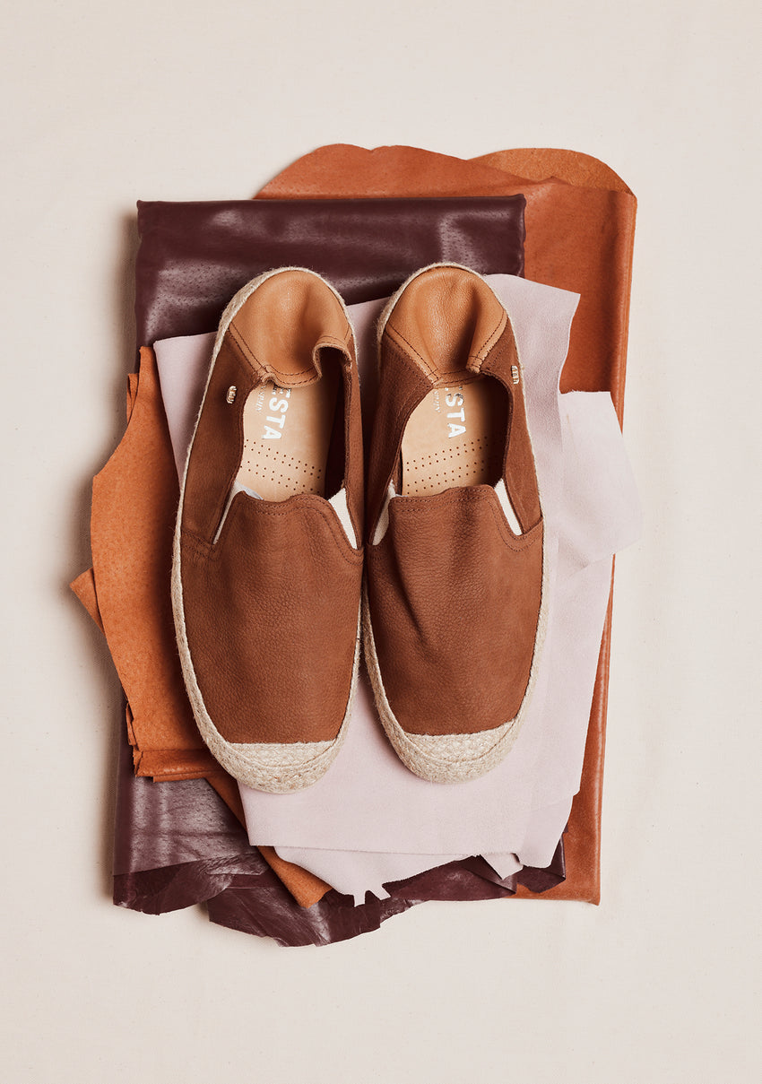 BROWN LEATHER ESPADRILLES