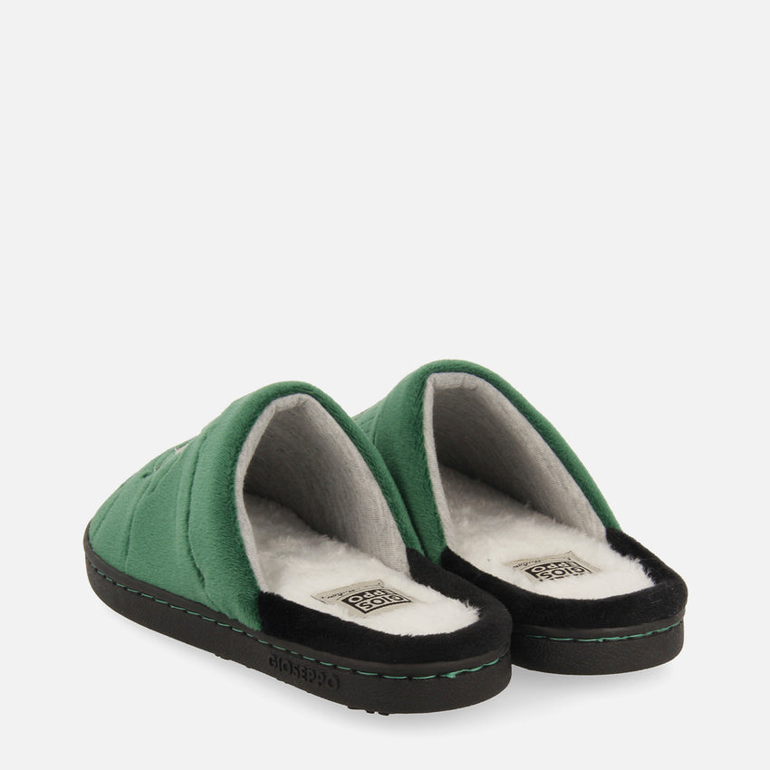 Tartu children's green backless slippers with a football print