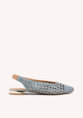 ARGIRITA WOMEN'S LIGHT BLUE LEATHER BALLET FLATS WITH BRAIDING