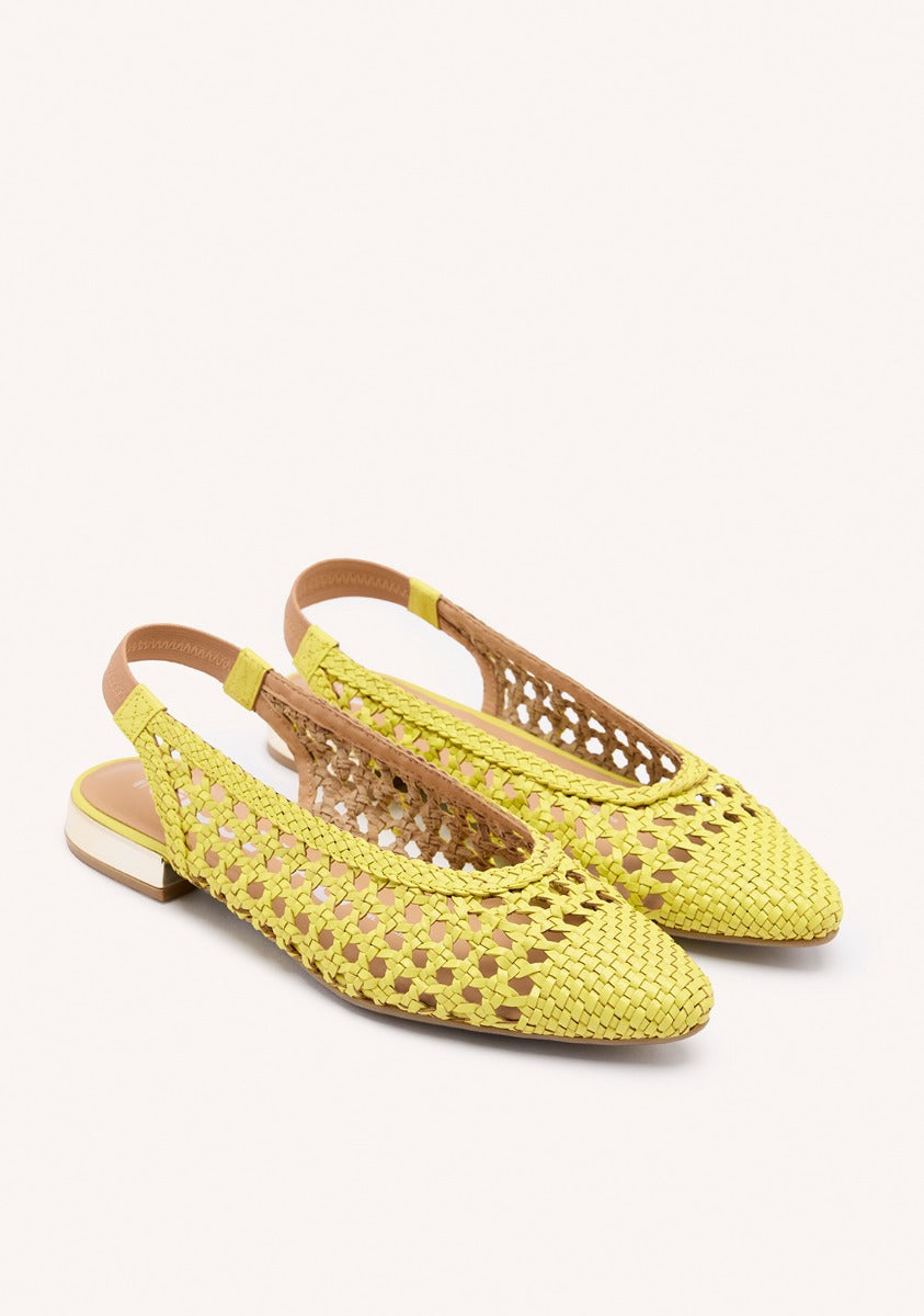 ARGIRITA WOMEN'S LIME LEATHER BALLET FLATS WITH BRAIDING