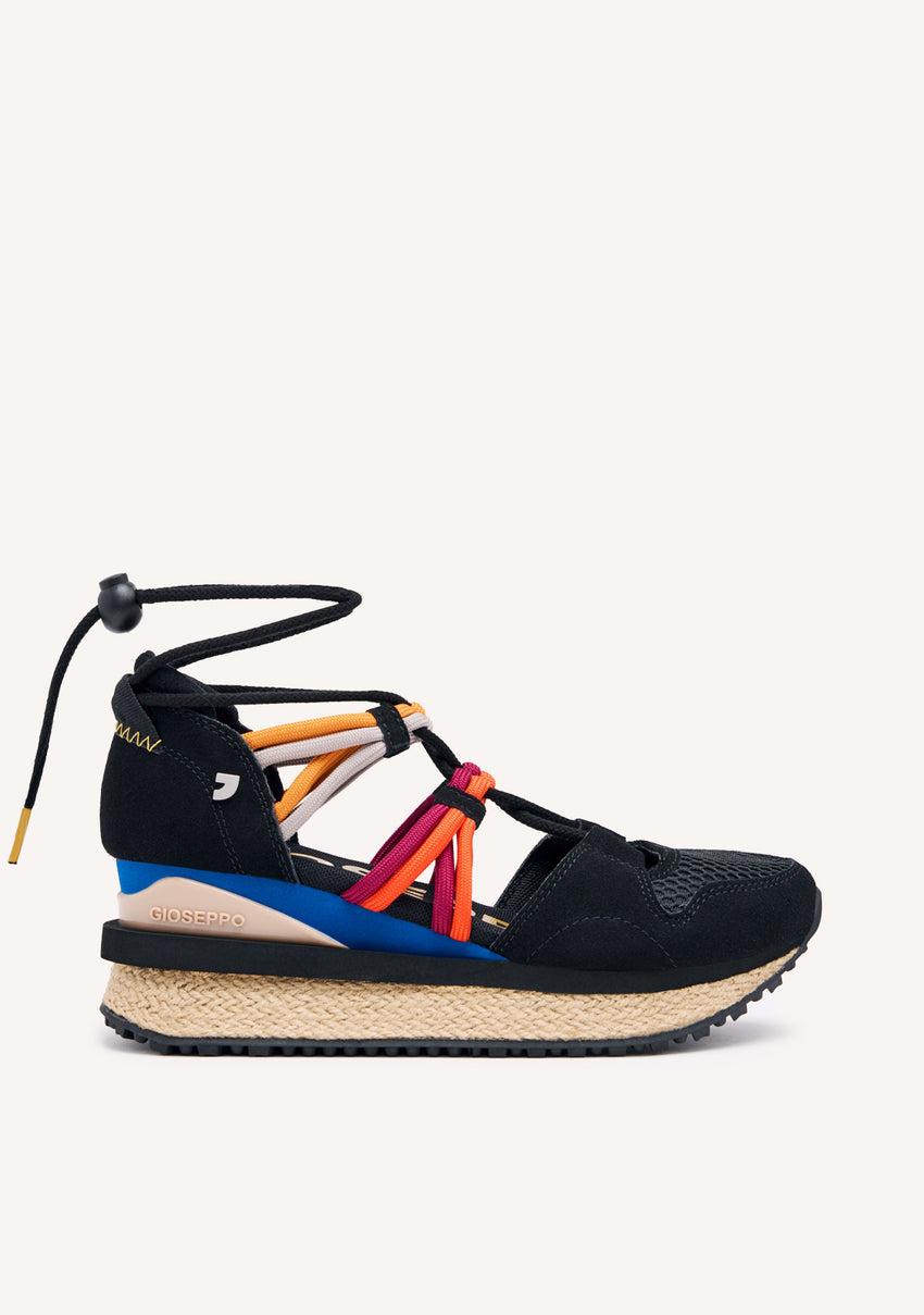 Tulare black espadrille sneakers with wedges