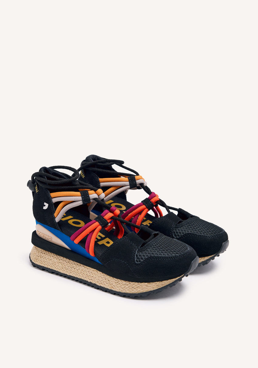 Tulare black espadrille sneakers with wedges