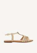 Icari women's flat off-white braided leather sandals