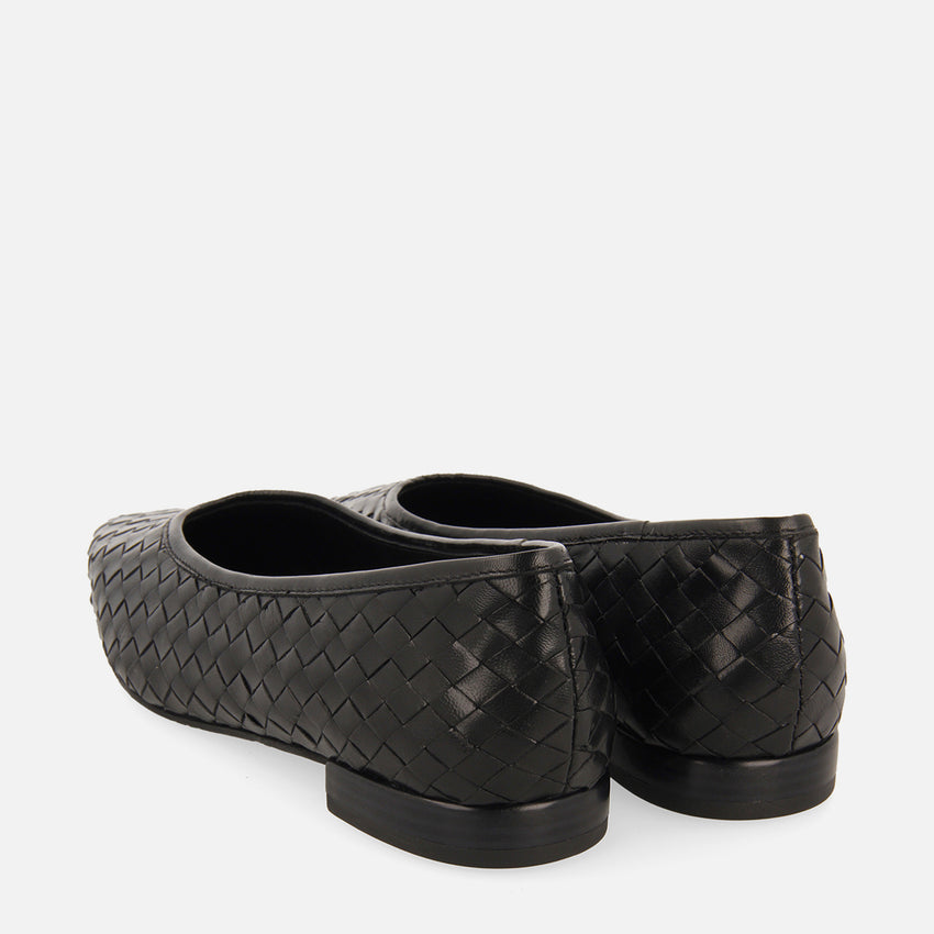 Bognes women's black braided leather ballet flats