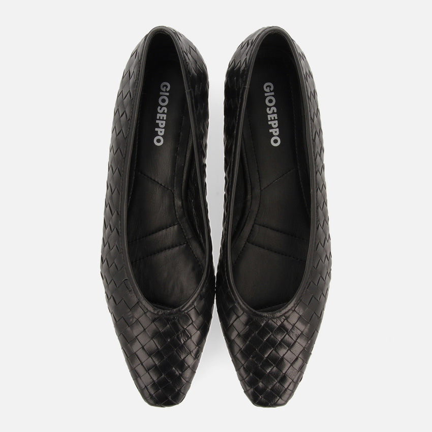 Bognes women's black braided leather ballet flats