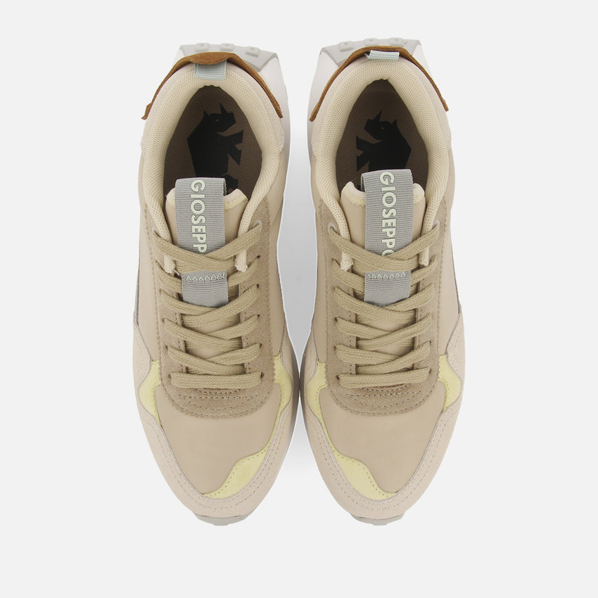 Carluke men's beige retro sneakers with contrasting colours