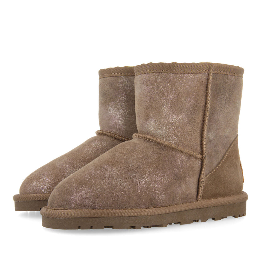 Virrat children's metallic grey split-suede shearling boots