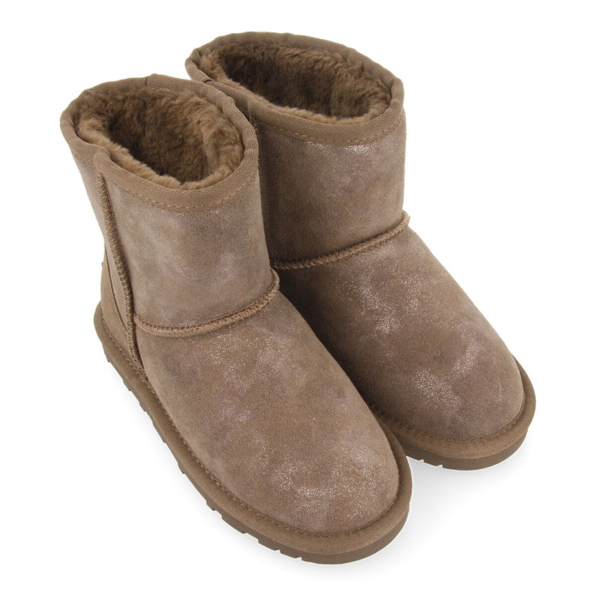 Virrat children's metallic grey split-suede shearling boots