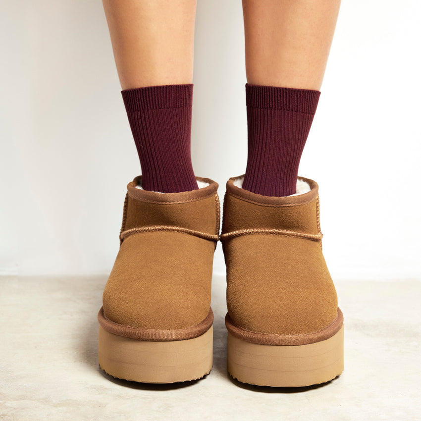BROWN AUSTRALIAN PLATFORM BOOTS FOR WOMEN BANCROFT
