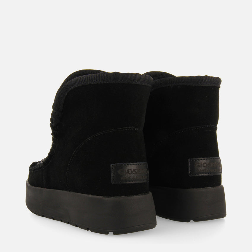 Cupar women's black split-suede shearling boots with crystals
