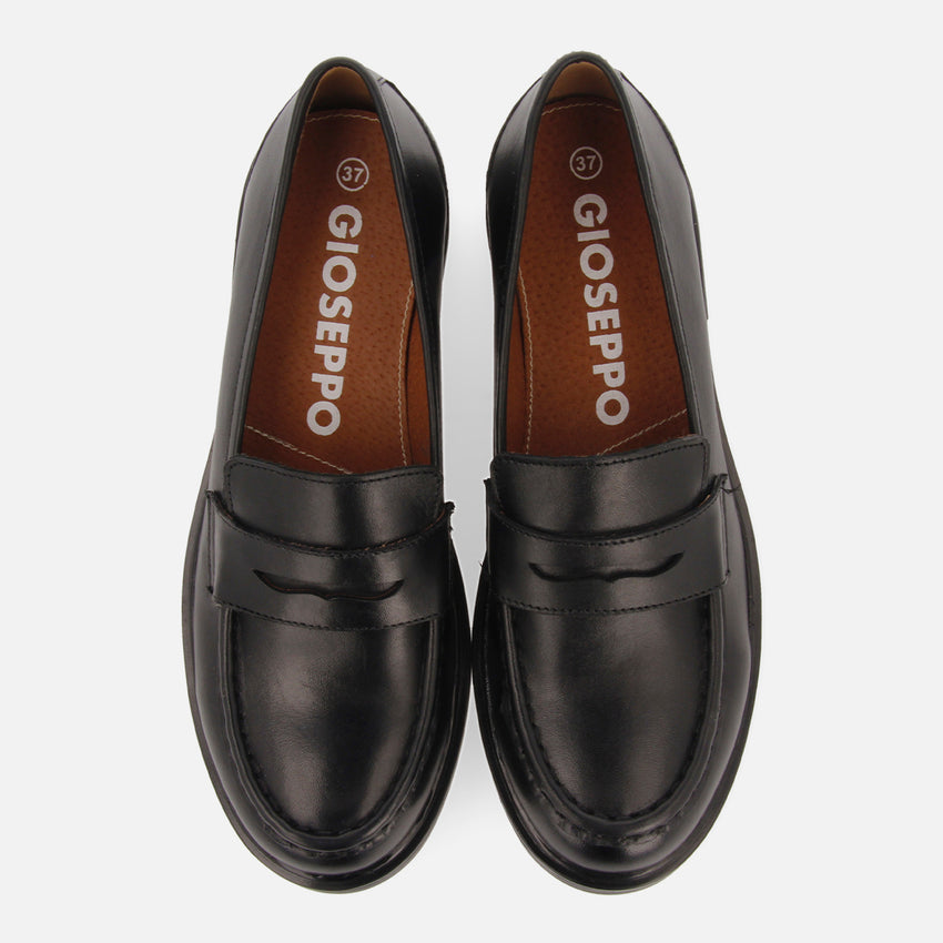 Hallowell women's black leather moccasins