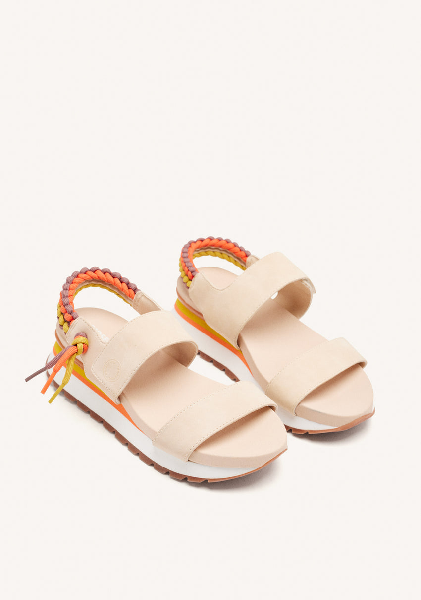 BEIGE SPORTS SANDALS WITH MULTICOLOR REAR DETAIL FOR WOMEN AUSTELL