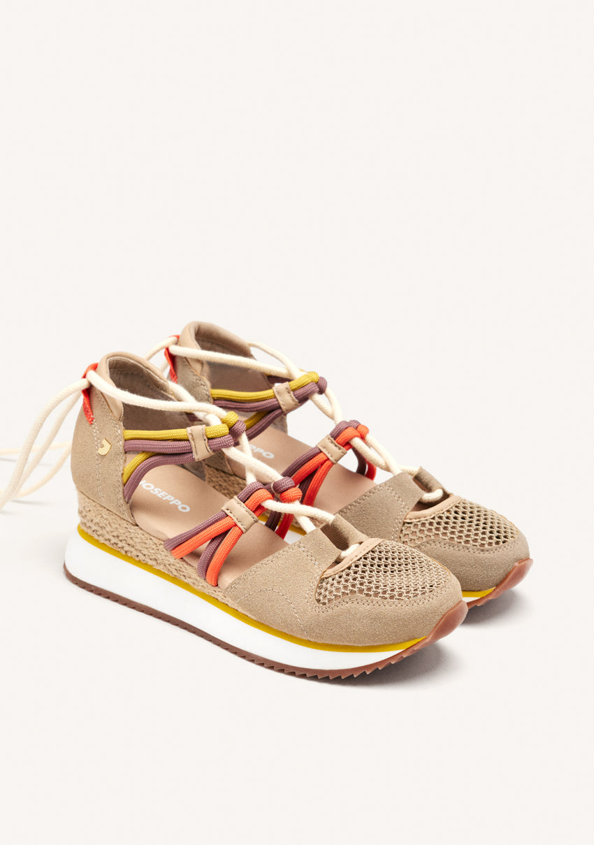 BEIGE OPEN SNEAKERS ESPADRILLE STYLE WITH WEDGE FOR WOMEN IONA