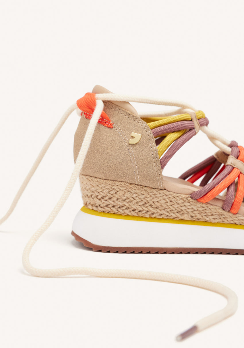 BEIGE OPEN SNEAKERS ESPADRILLE STYLE WITH WEDGE FOR WOMEN IONA