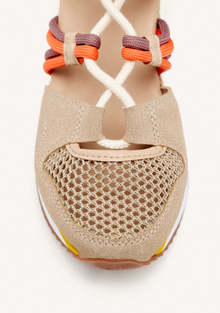 BEIGE OPEN SNEAKERS ESPADRILLE STYLE WITH WEDGE FOR WOMEN IONA