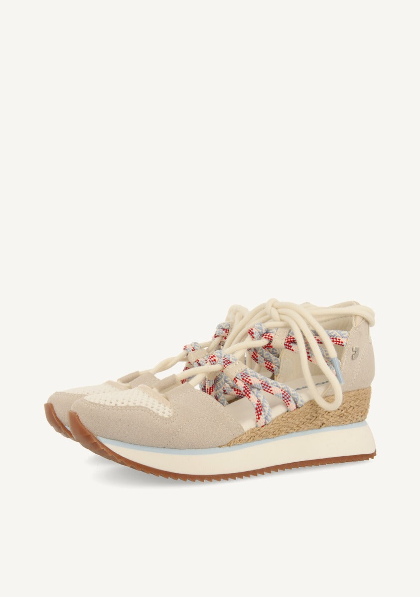 OFF-WHITE OPEN SNEAKERS ESPADRILLE STYLE WITH WEDGE FOR WOMEN IONA