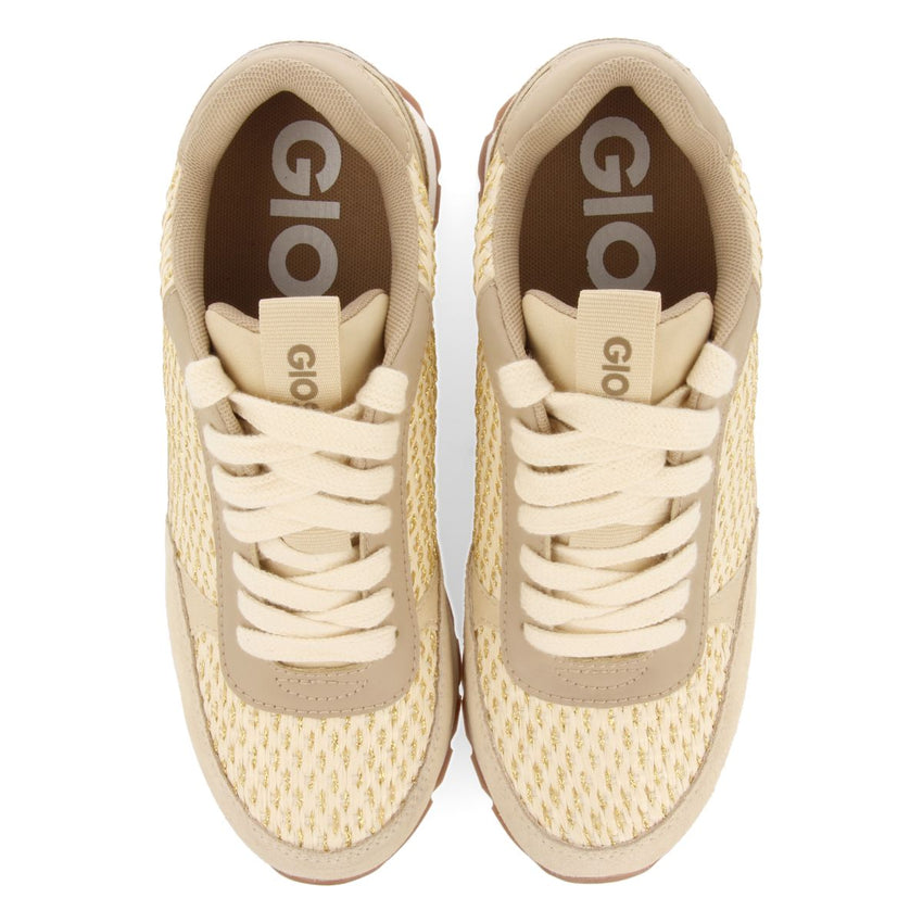 GOLDEN SNEAKERS WITH INTERNAL WEDGE AND BRAIDED DETAILS FOR WOMEN HEKAL