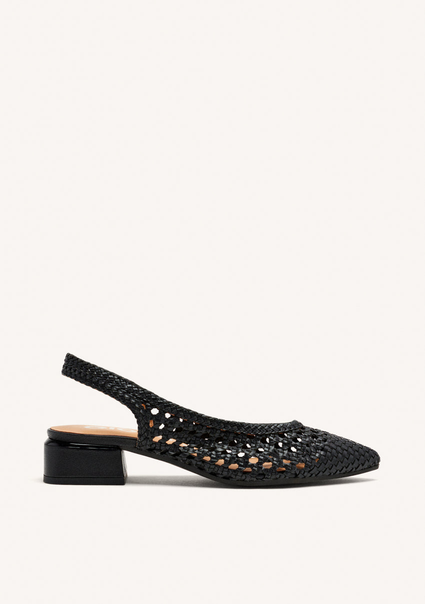BLACK BRAIDED LEATHER BALLET FLATS PISKOVE