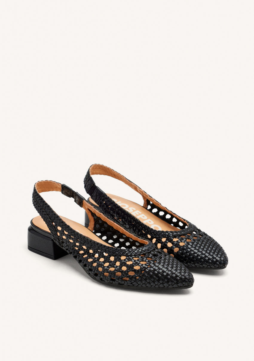 BLACK BRAIDED LEATHER BALLET FLATS PISKOVE