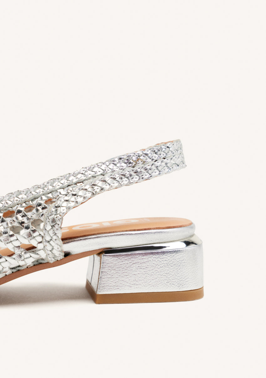 SILVER LEATHER BRAIDED BALLET FLATS PISKOVE