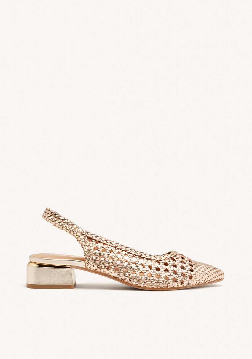 PLATINUM BRAIDED LEATHER BALLET FLATS PISKOVE