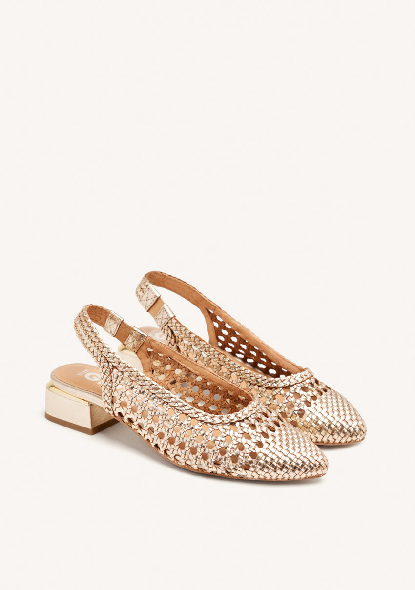PLATINUM BRAIDED LEATHER BALLET FLATS PISKOVE