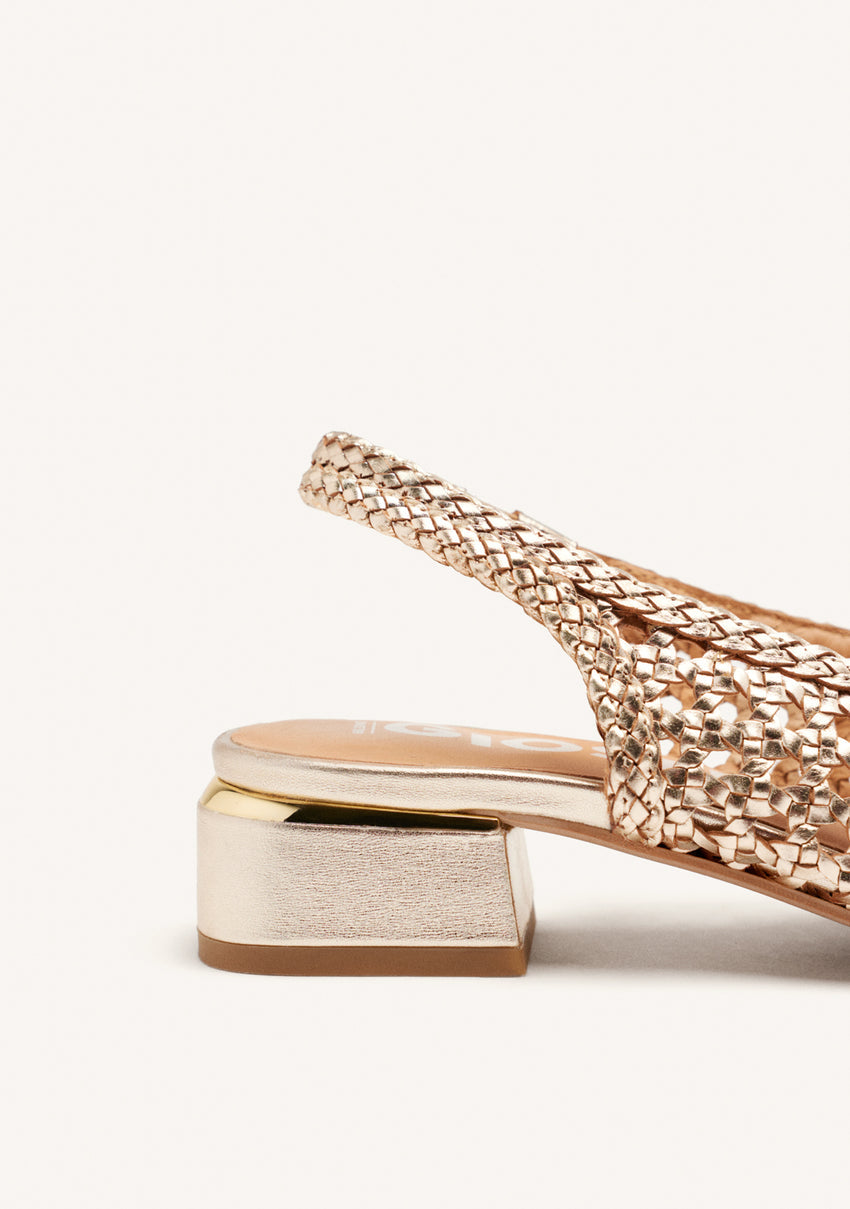 PLATINUM BRAIDED LEATHER BALLET FLATS PISKOVE