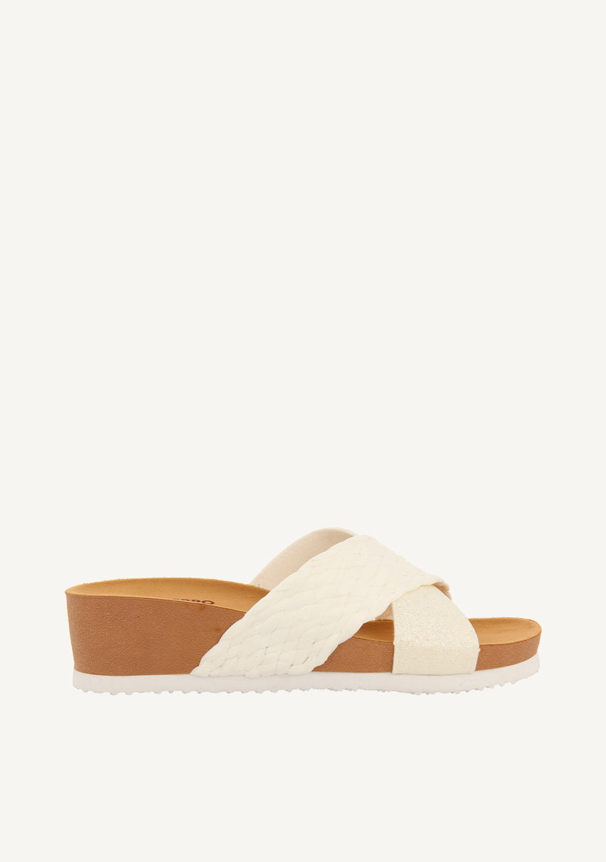 WEDGE SANDALS WITH WHITE STRAPS FOR WOMEN GOULDS
