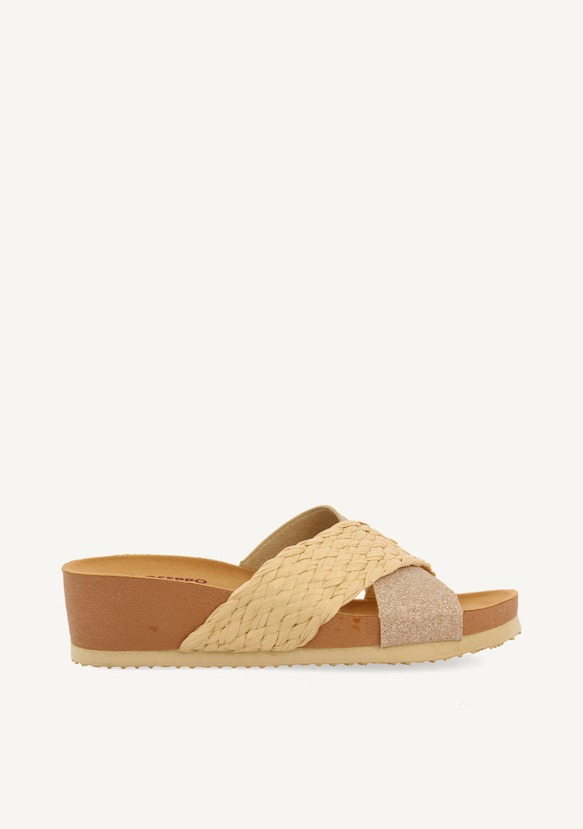 WEDGE SANDALS WITH NATURAL COLOR STRAPS FOR WOMEN GOULDS