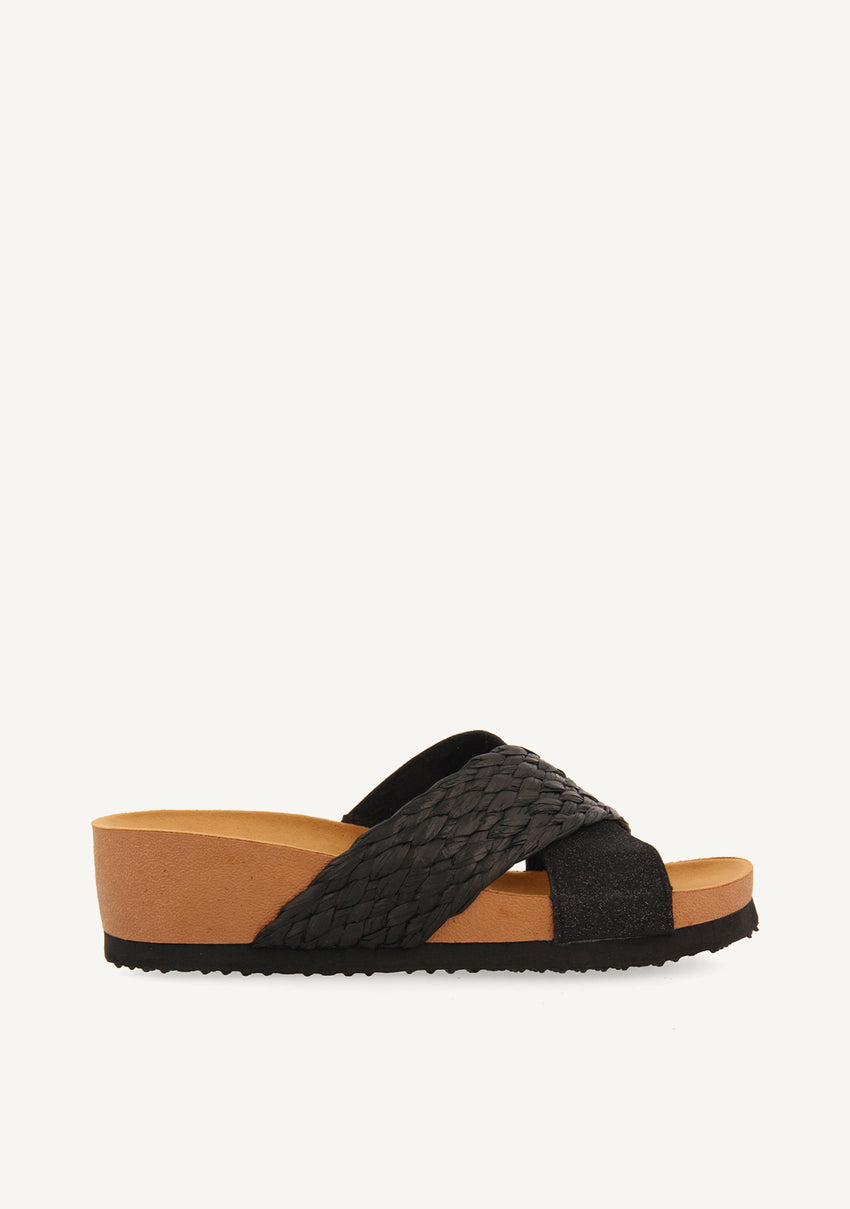 WEDGE SANDALS WITH BLACK STRAPS FOR WOMEN GOULDS