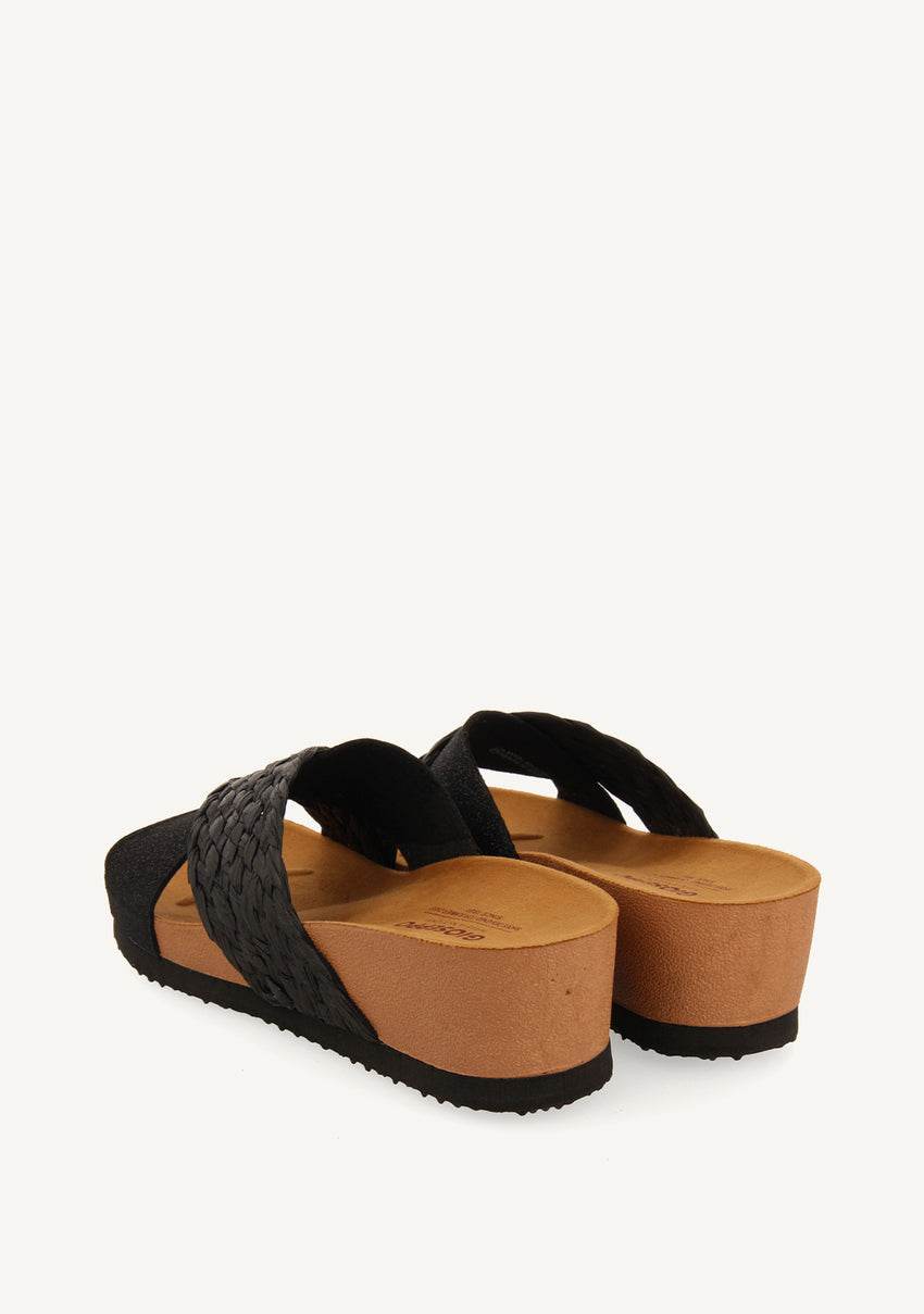 WEDGE SANDALS WITH BLACK STRAPS FOR WOMEN GOULDS