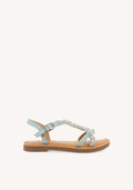 BLUE LEATHER SANDALS WITH BEAD EMBELLISHMENT FOR GIRL AND BOY LAZARAT