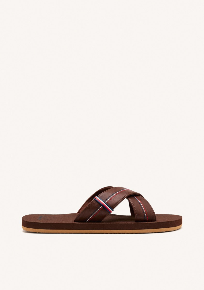 BROWN SANDALS WITH CROSS STRAP AND COLOR DETAILS FOR MEN ELKTON