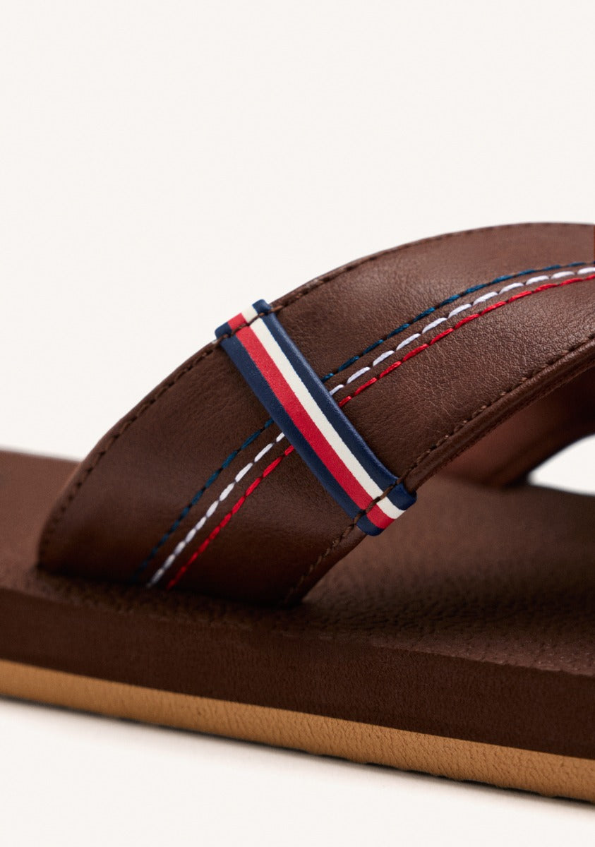 BROWN SANDALS WITH CROSS STRAP AND COLOR DETAILS FOR MEN ELKTON