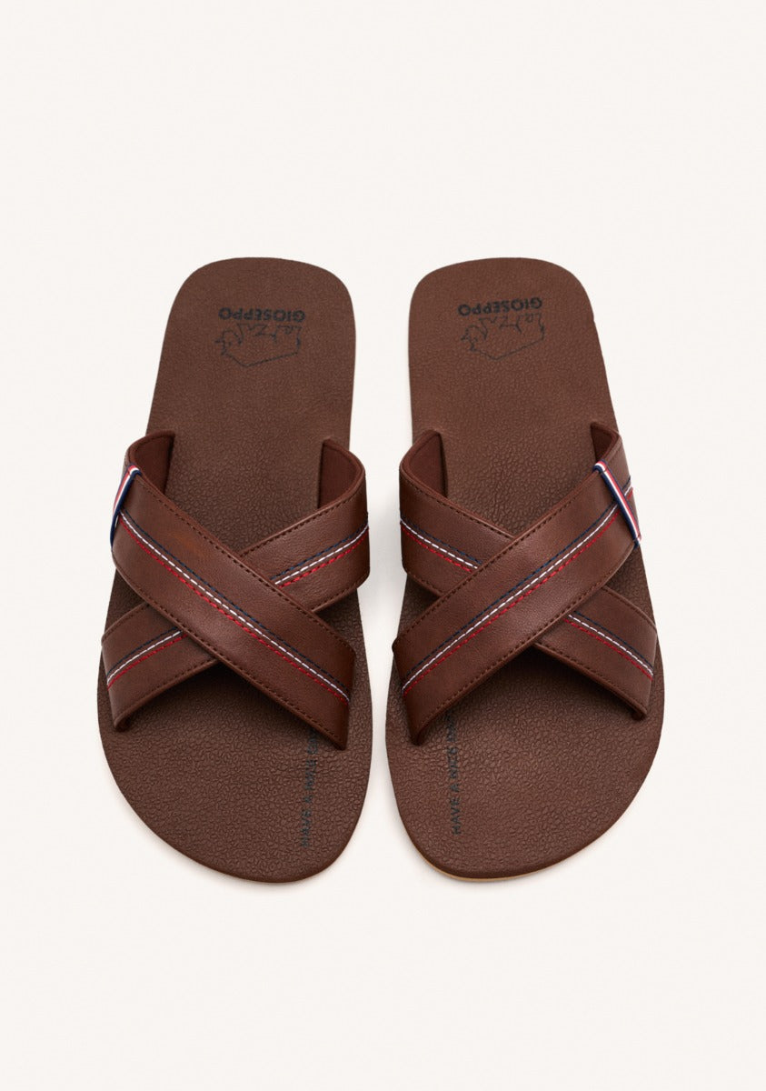BROWN SANDALS WITH CROSS STRAP AND COLOR DETAILS FOR MEN ELKTON