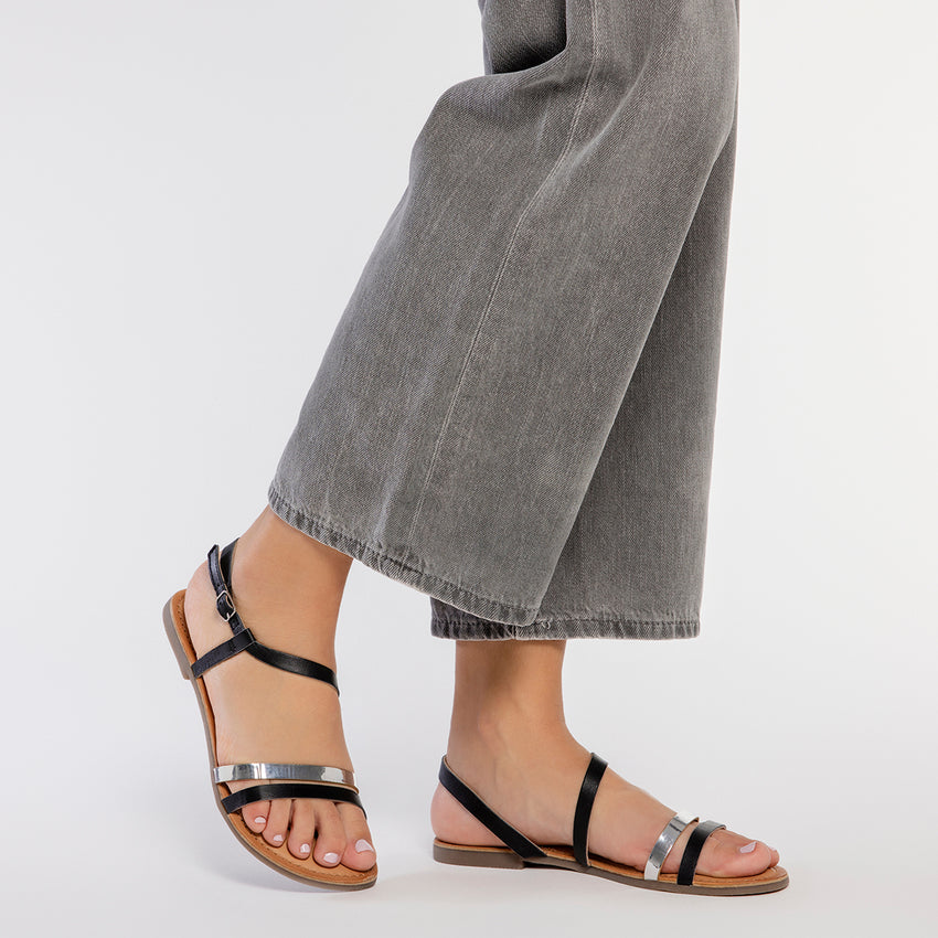 BICOLOUR LEATHER SANDALS BARGEME