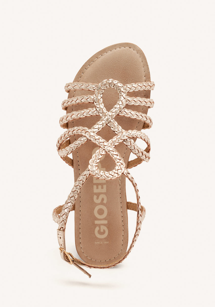 GOLDEN BRAIDED LEATHER SANDALS FOR WOMEN YAKIMA